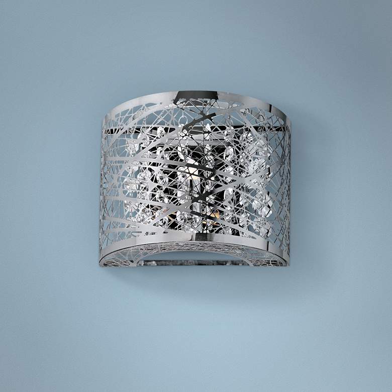 Image 1 ET2 Inca Web 7 3/4" Wide Polished Chrome Wall Sconce