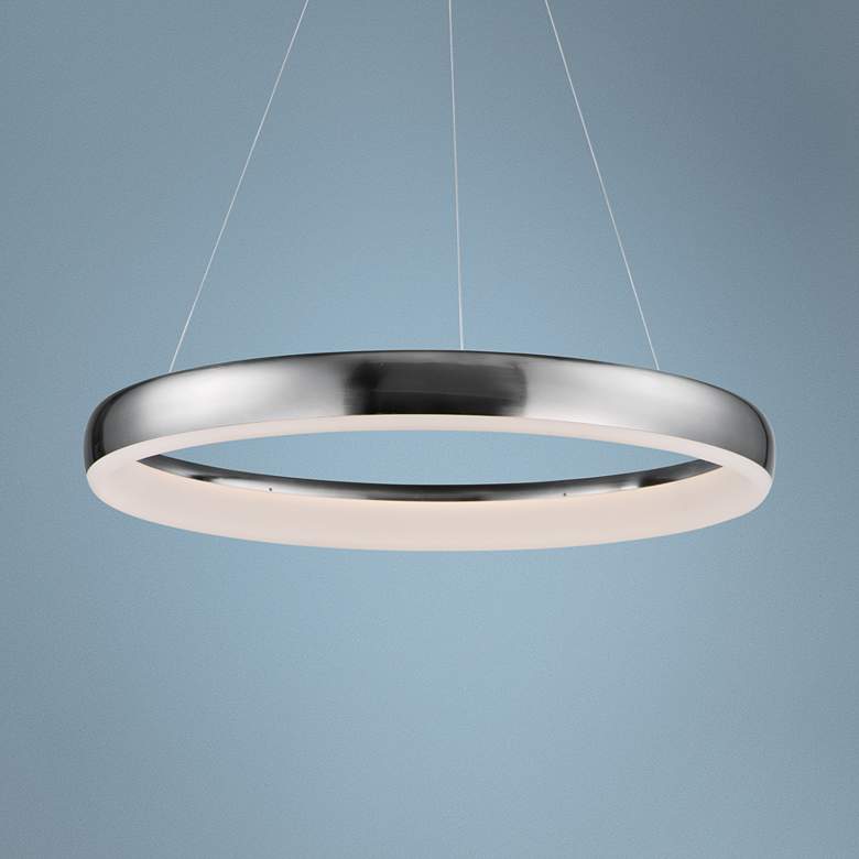 Image 1 ET2 Innertube 23 1/2 inch Wide Satin Nickel LED Ring Pendant Light