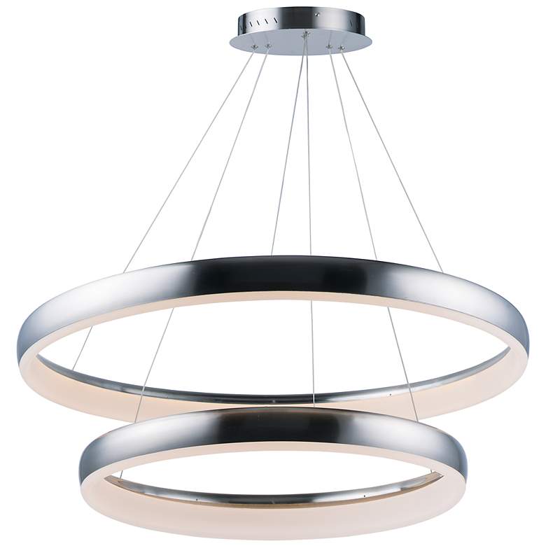 Image 2 ET2 Innertube 31 1/2 inch Wide Satin Nickel 2-Ring LED Pendant