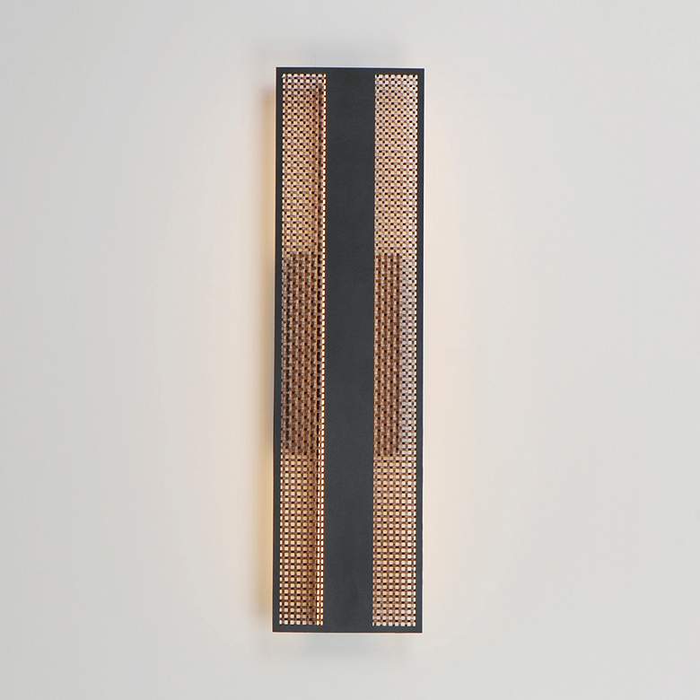 Image 3 ET2 Interlace 24" Black/Aged Copper LED Outdoor Wall Sconce more views