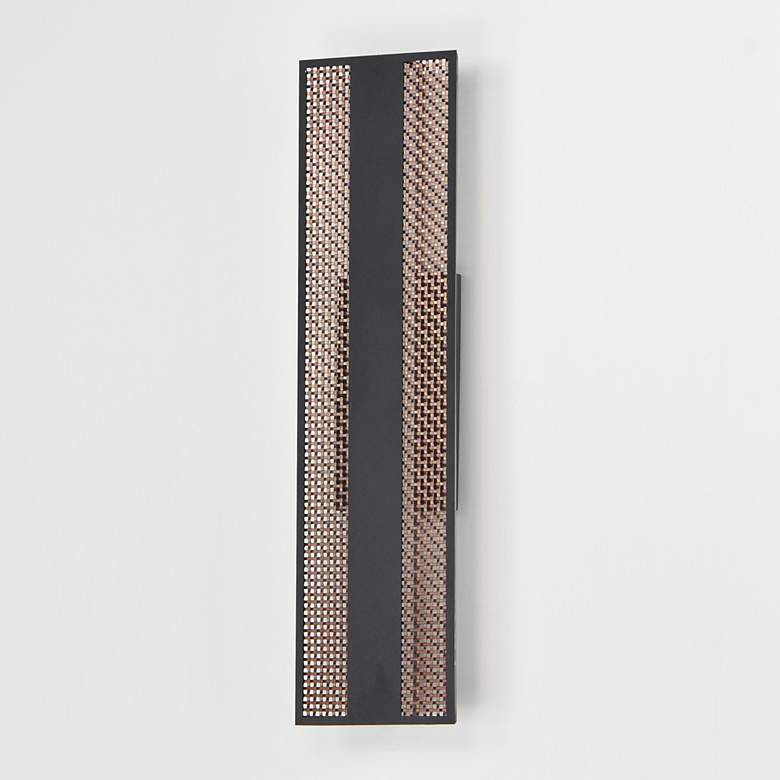 Image 4 ET2 Interlace 24" Black/Aged Copper LED Outdoor Wall Sconce more views