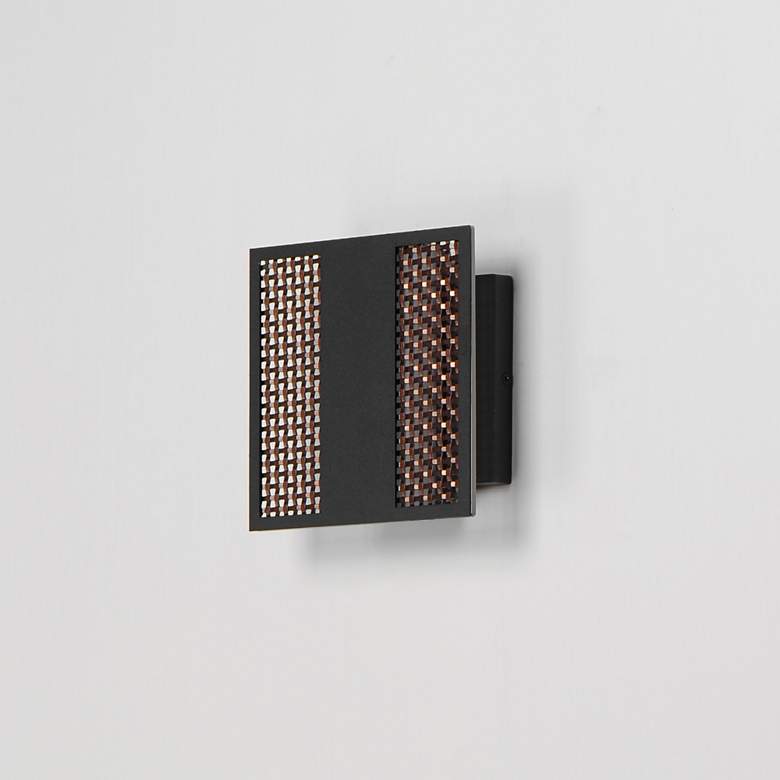Image 4 ET2 Interlace 6.5" Black/Aged Copper LED Outdoor Wall Sconce more views