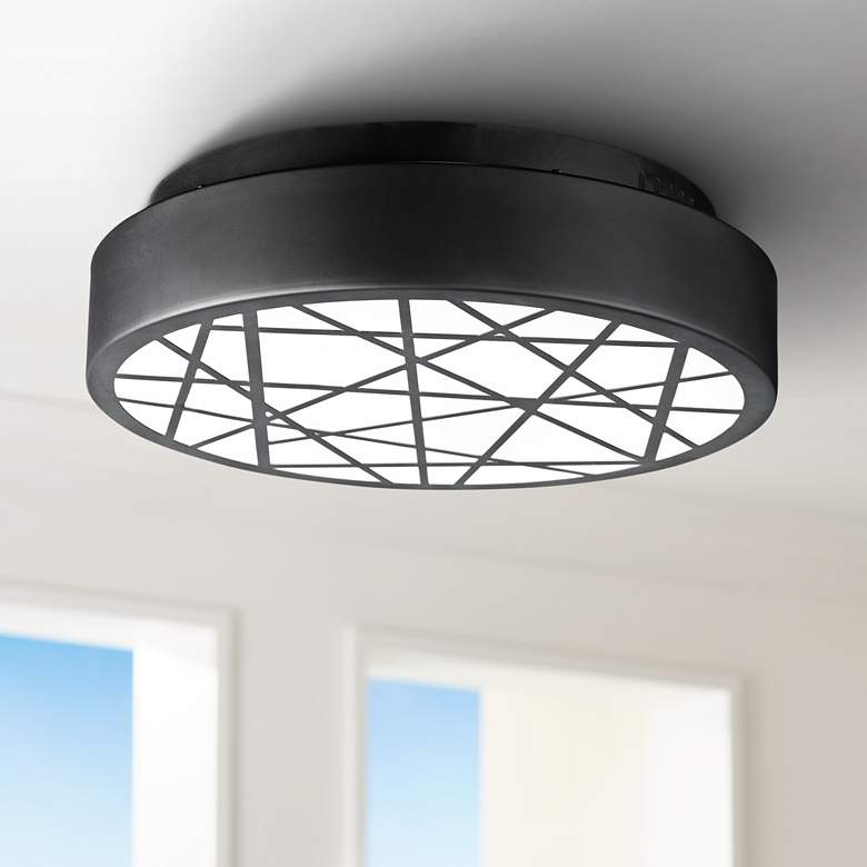 Image 1 ET2 Intersect 15 3/4" Wide Round Black LED Ceiling Light