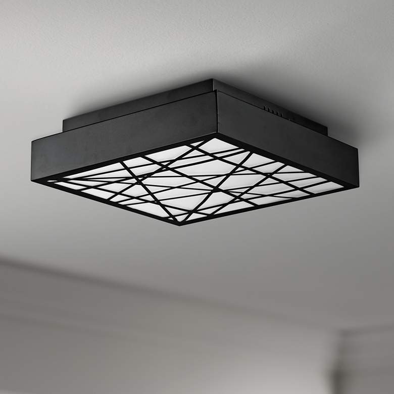 Image 1 ET2 Intersect 15 3/4" Wide Square Black LED Ceiling Light