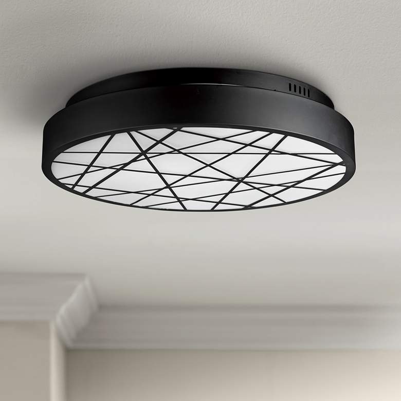 Image 1 ET2 Intersect 23 1/2" Wide Round Black LED Ceiling Light