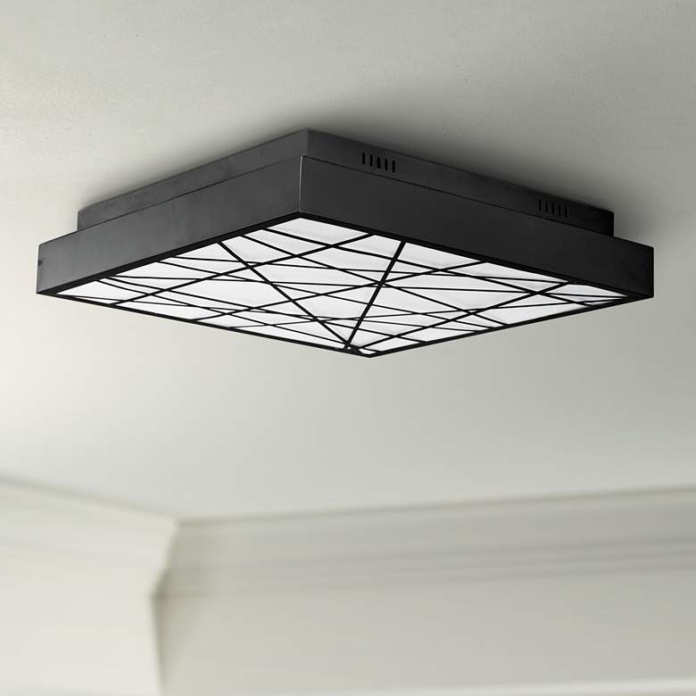 Image 1 ET2 Intersect 23 1/2" Wide Square Black LED Ceiling Light