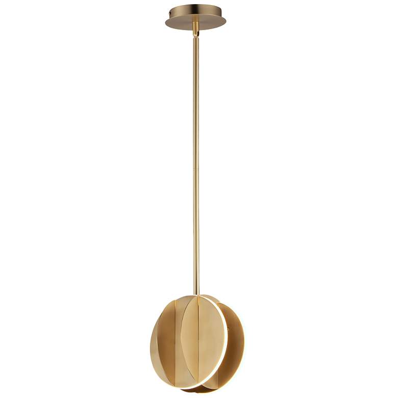 Image 2 ET2 Interval 7 3/4" Wide Satin Brass LED Mini Pendant more views