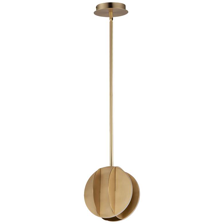 Image 3 ET2 Interval 7 3/4" Wide Satin Brass LED Mini Pendant more views