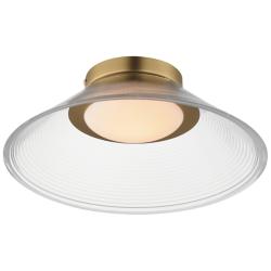 ET2 Jensen 12" Wide Satin Brass/Clear Ribbed Wall Sconce