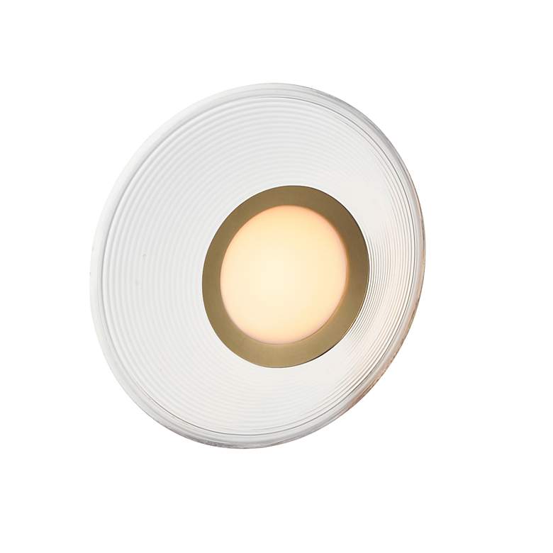 Image 2 ET2 Jensen 12" Wide Satin Brass/Clear Ribbed Wall Sconce more views