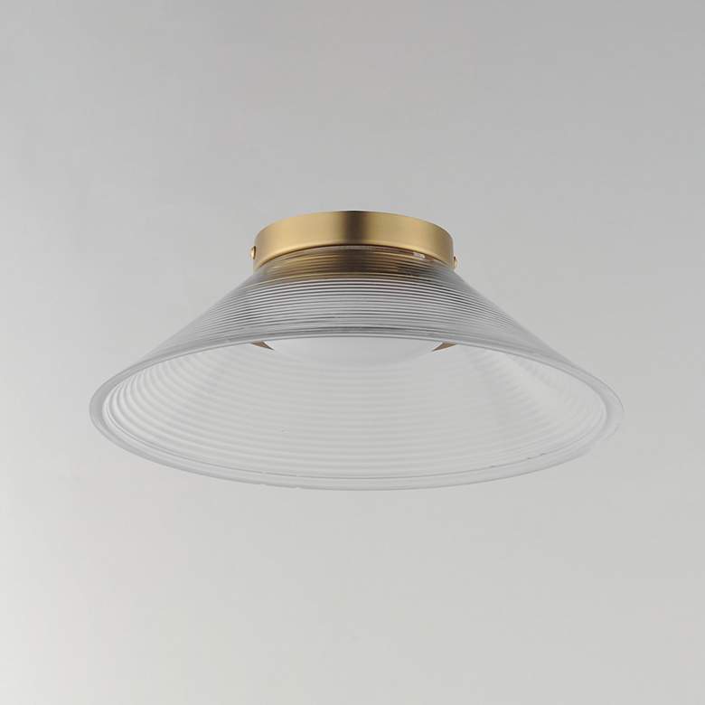Image 3 ET2 Jensen 12" Wide Satin Brass/Clear Ribbed Wall Sconce more views