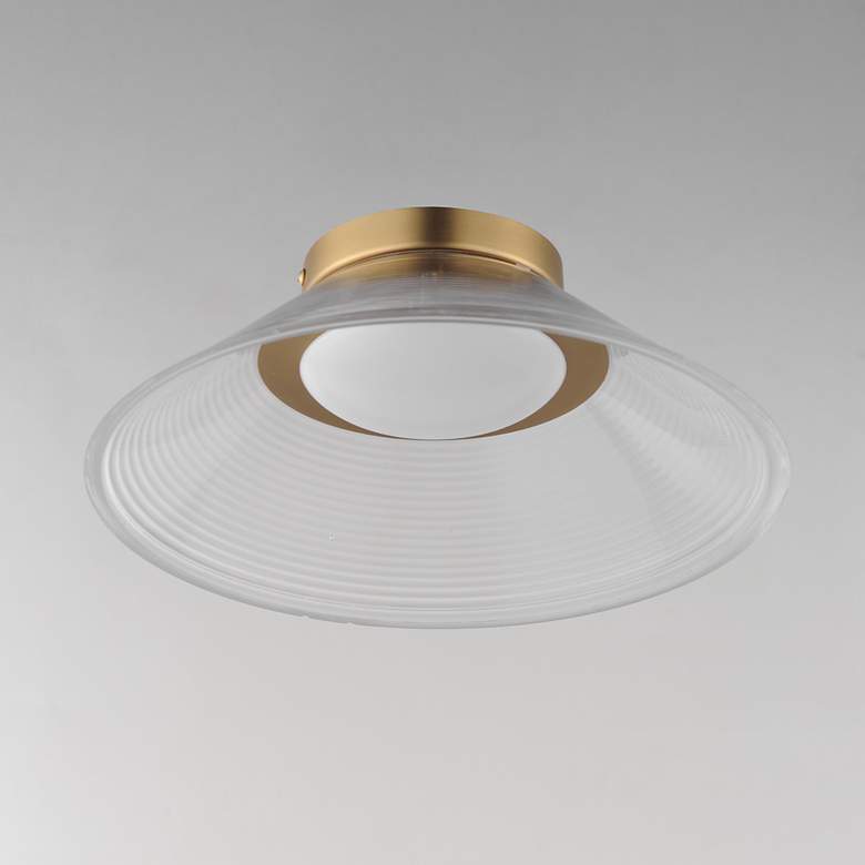 Image 4 ET2 Jensen 12" Wide Satin Brass/Clear Ribbed Wall Sconce more views