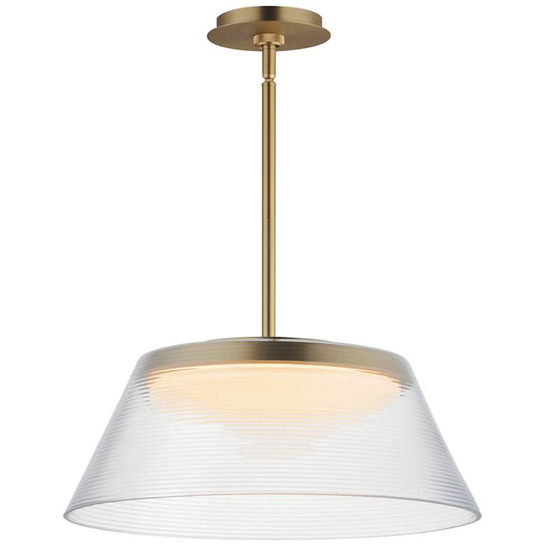 Image 1 ET2 Jensen 18" Satin Brass/Clear Ribbed LED Pendant
