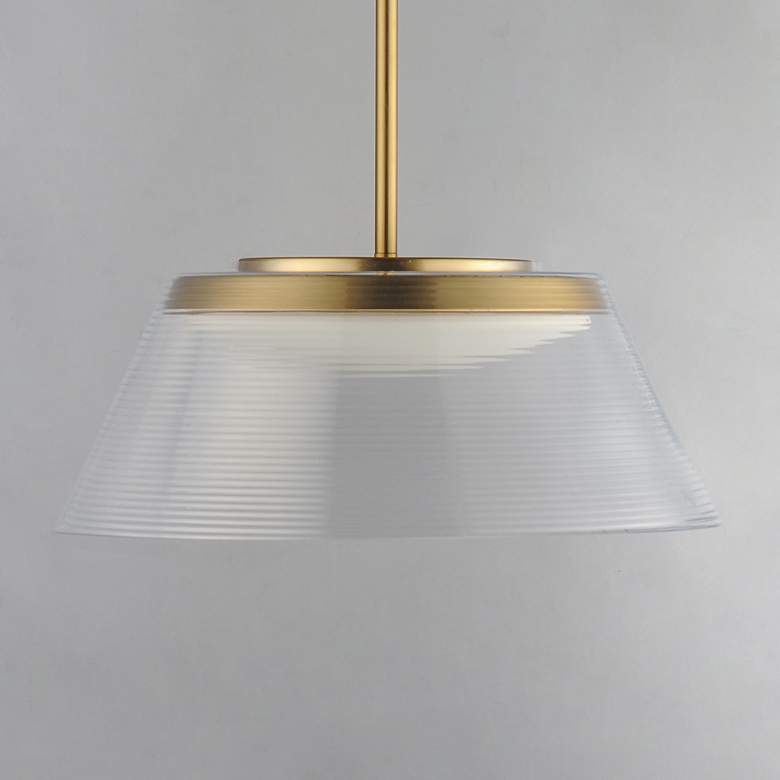 Image 2 ET2 Jensen 18" Satin Brass/Clear Ribbed LED Pendant more views
