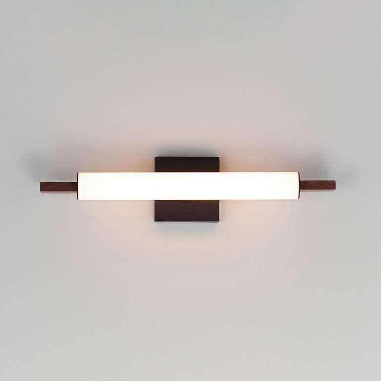 Image 1 ET2 Joist 21 3/4" Wide Walnut and Black LED Bath Light