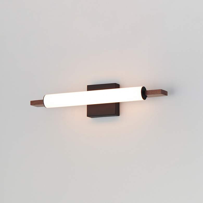 Image 4 ET2 Joist 21 3/4" Wide Walnut and Black LED Bath Light more views