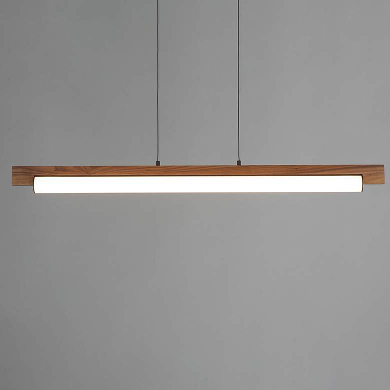 Image 1 ET2 Joist 45 1/4" Wide Black Natural Wood LED Linear Pendant