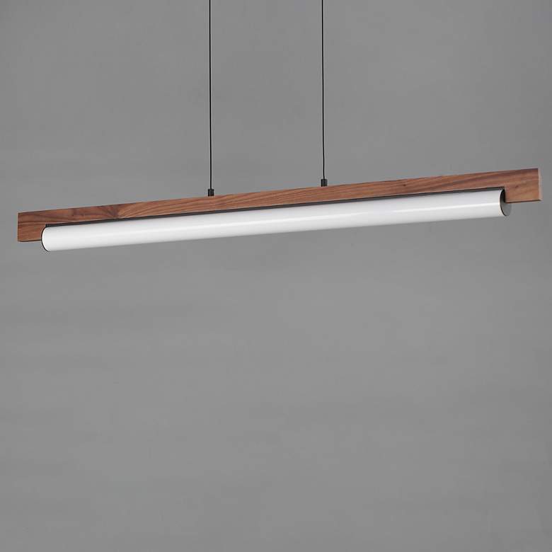 Image 3 ET2 Joist 45 1/4" Wide Black Natural Wood LED Linear Pendant more views