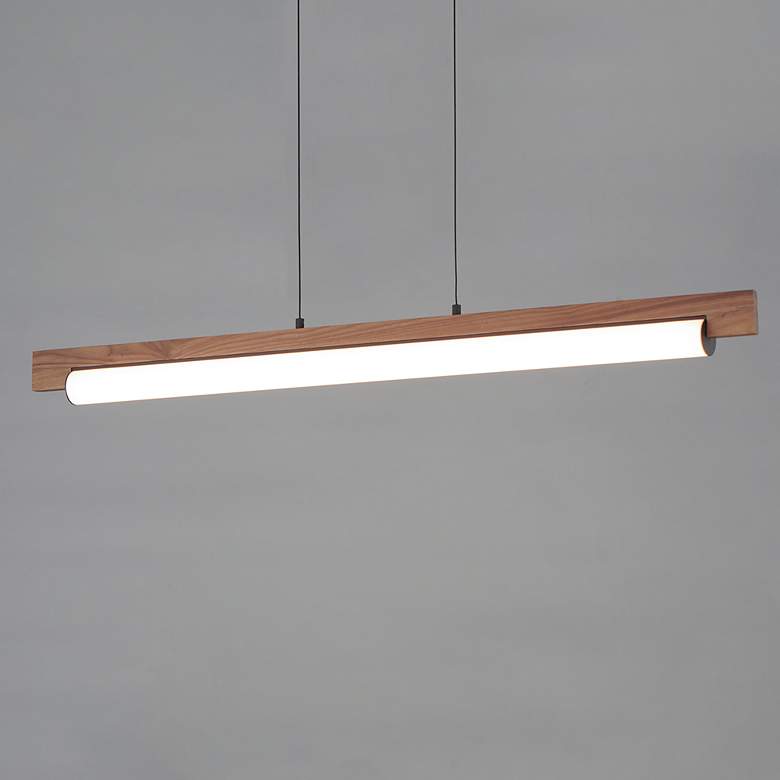 Image 4 ET2 Joist 45 1/4" Wide Black Natural Wood LED Linear Pendant more views