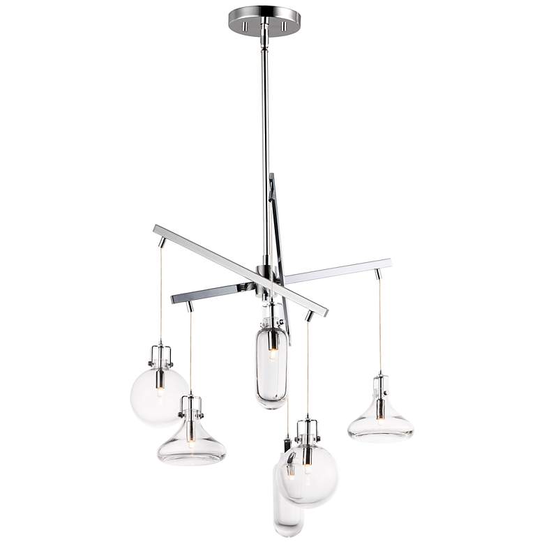 Image 1 ET2 Kem 24 1/2" Wide Polished Chrome 6-Light Pendant Light