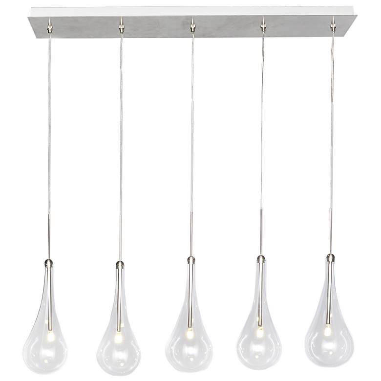 Image 1 ET2 Larmes 31.5 Wide Chrome and Glass 5-Light LED Modern Linear Pendant