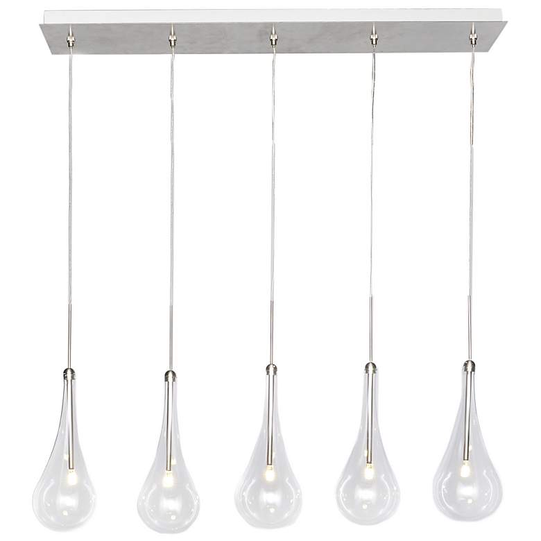 Image 1 ET2 Larmes 31.5 Wide Chrome and Glass 5-Light LED Modern Linear Pendant