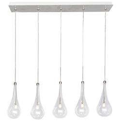 ET2 Larmes 31.5 Wide Chrome and Glass 5-Light LED Modern Linear Pendant