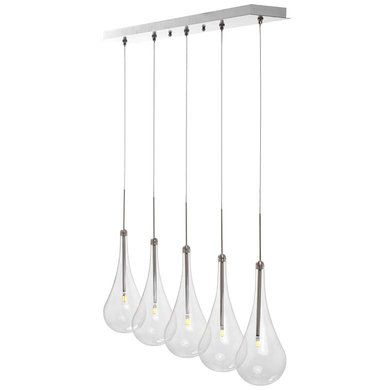 Image 3 ET2 Larmes 31.5 Wide Chrome and Glass 5-Light LED Modern Linear Pendant more views