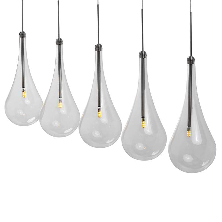 Image 4 ET2 Larmes 31.5 Wide Chrome and Glass 5-Light LED Modern Linear Pendant more views