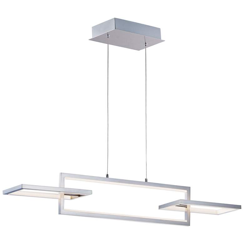 Image 1 ET2 Link 42 inch Wide 3-Light Satin Nickel LED Modern Island Pendant Light