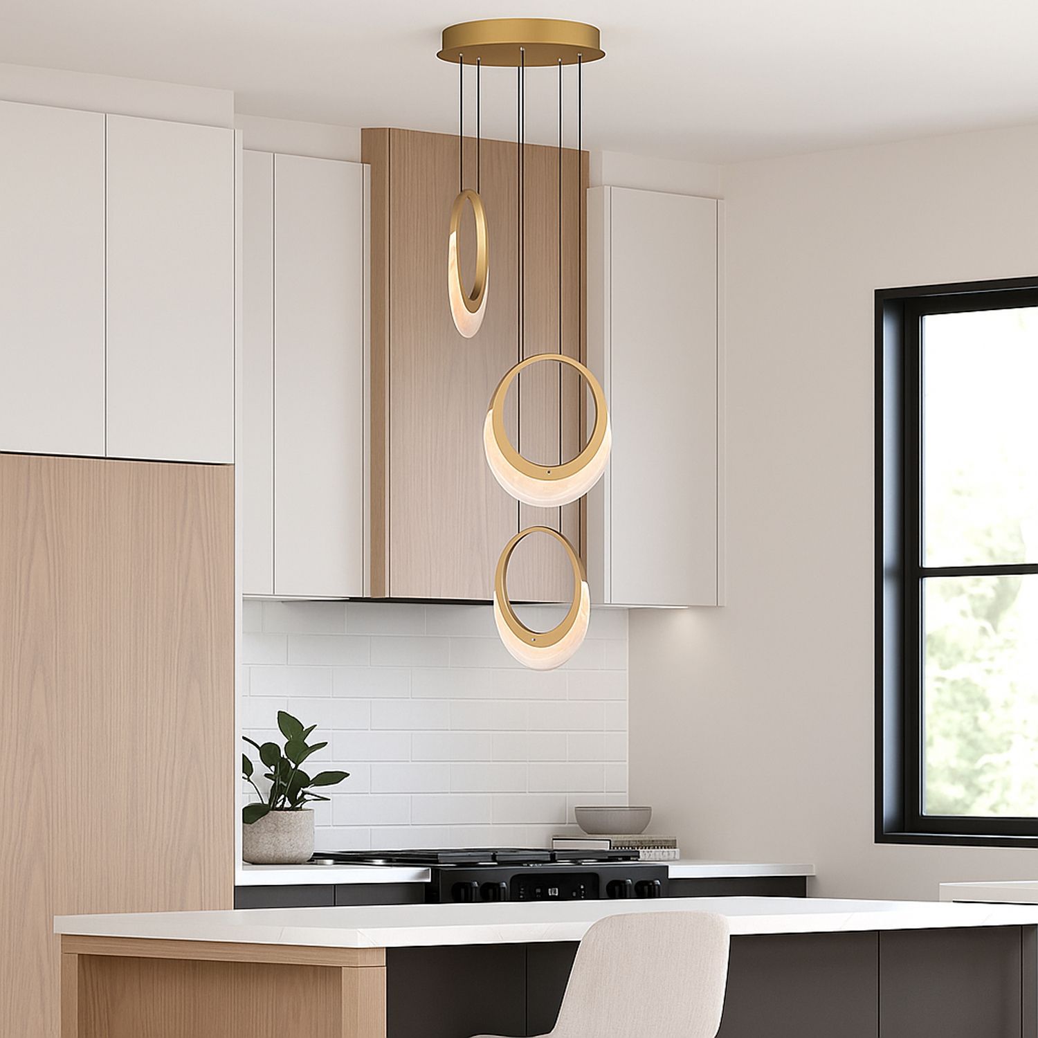 Image 7 ET2 Lyra 12 1/2" Wide Gold 3-Light LED Pendant more views