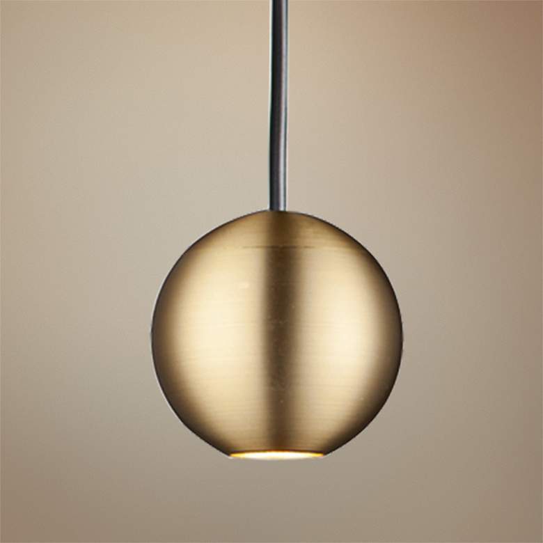 Image 1 ET2 Micro 2 inch Wide Satin Brass Orb LED Mini Pendant Light