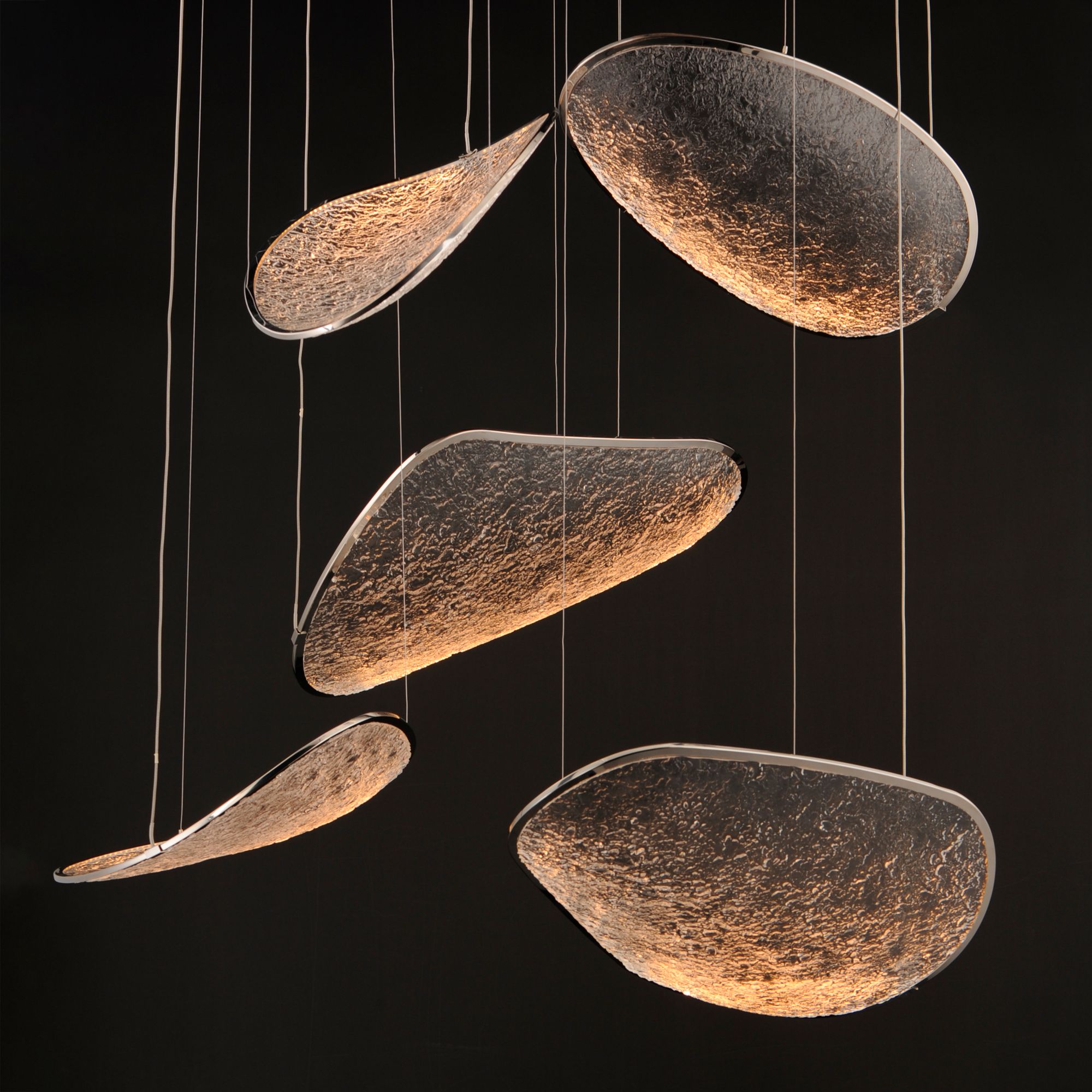 Image 2 ET2 Moonscapes 39 1/2" Wide Polished Chrome 5-Light LED Pendant more views