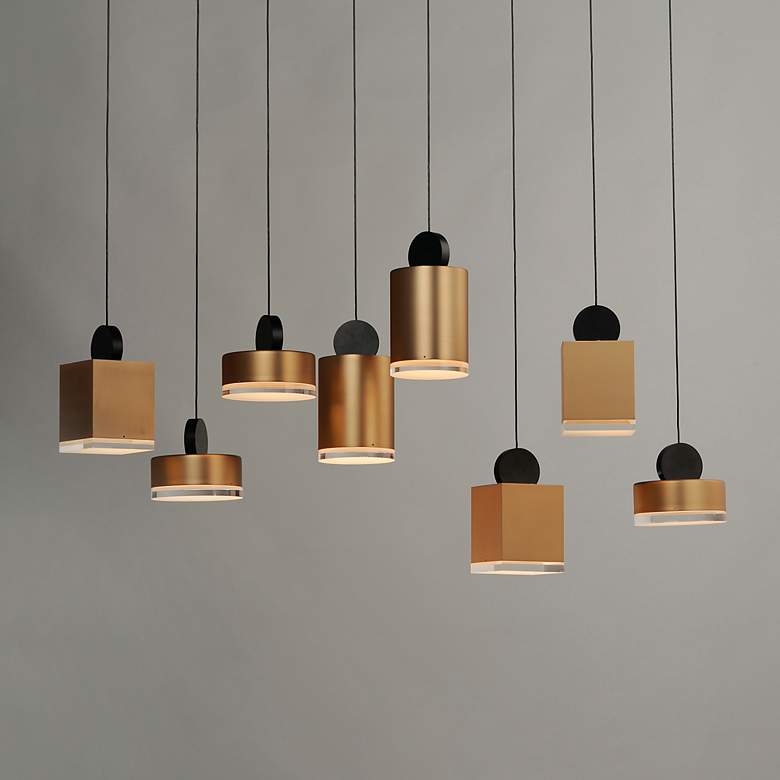 Image 1 ET2 Nob 33" Wide Black and Gold 8-Light LED Linear Pendant