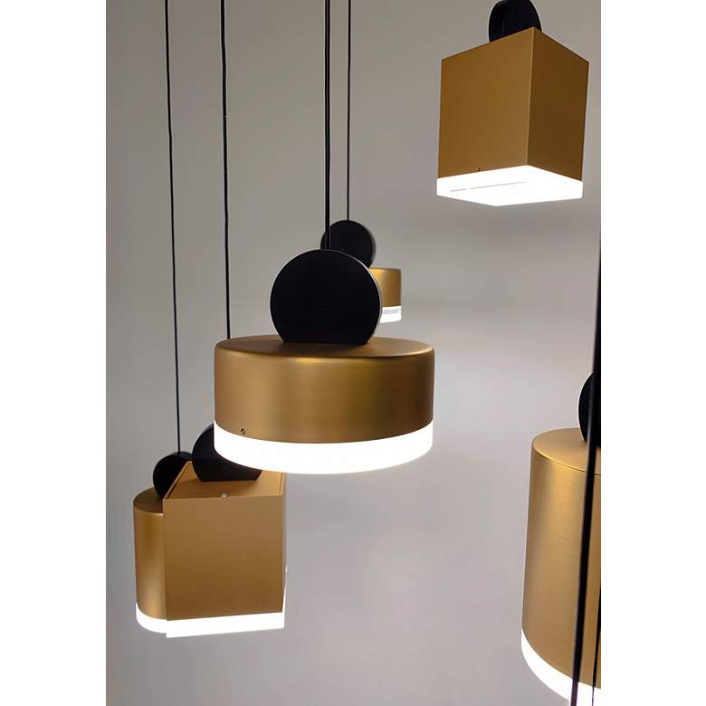 Image 3 ET2 Nob 33" Wide Black and Gold 8-Light LED Linear Pendant more views