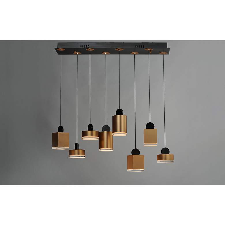 Image 4 ET2 Nob 33" Wide Black and Gold 8-Light LED Linear Pendant more views