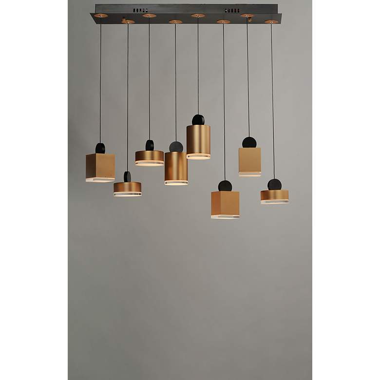 Image 6 ET2 Nob 33" Wide Black and Gold 8-Light LED Linear Pendant more views