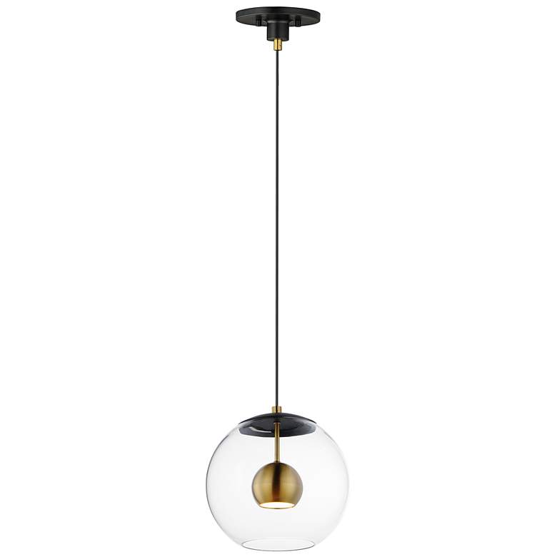 Image 1 ET2 Nucleus 11" Wide Black and Aged Brass LED Pendant Light