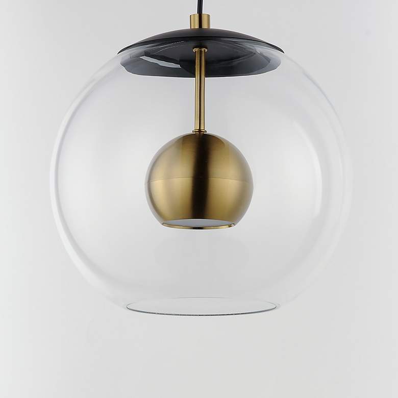 Image 3 ET2 Nucleus 11" Wide Black and Aged Brass LED Pendant Light more views