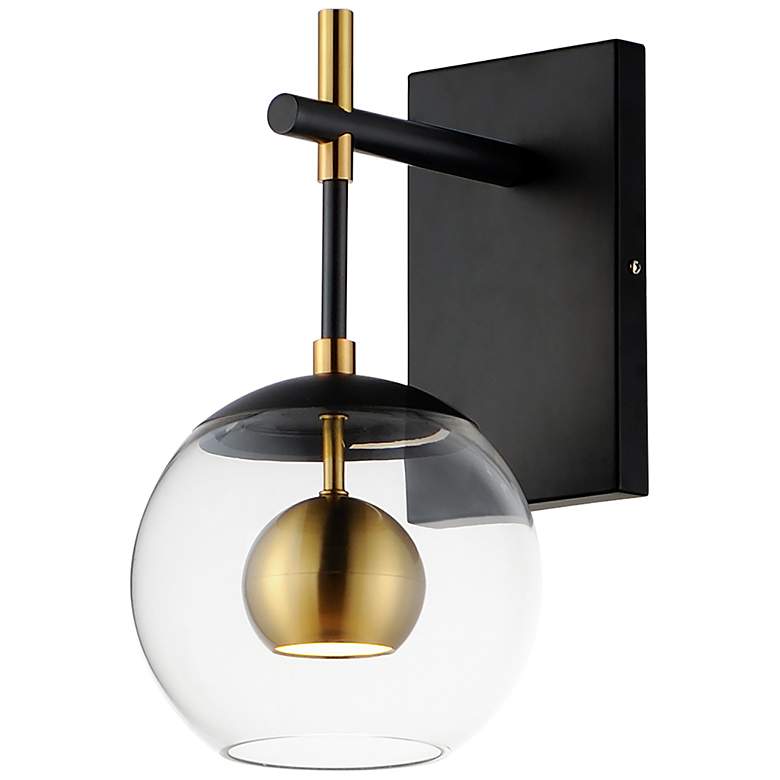 Image 2 ET2 Nucleus 12 3/4"H Black and Aged Brass LED Wall Sconce