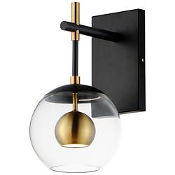 ET2 Nucleus 12 3/4"H Black and Aged Brass LED Wall Sconce