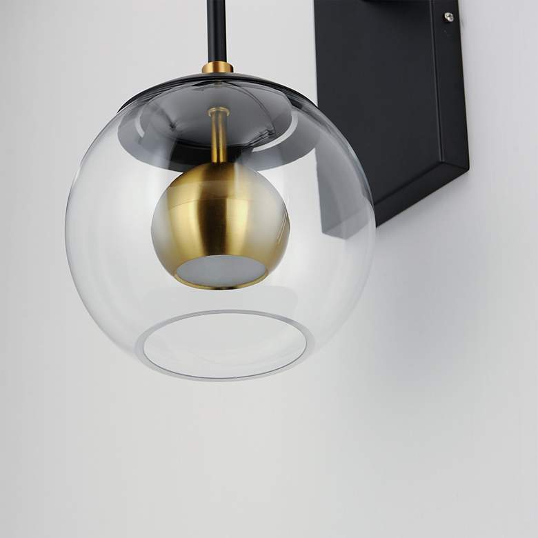Image 6 ET2 Nucleus 12 3/4"H Black and Aged Brass LED Wall Sconce more views