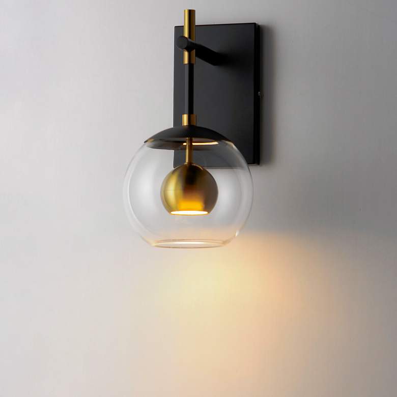 Image 7 ET2 Nucleus 12 3/4"H Black and Aged Brass LED Wall Sconce more views