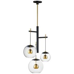 ET2 Nucleus 26" Wide Black and Brass Multi-Light LED Pendant