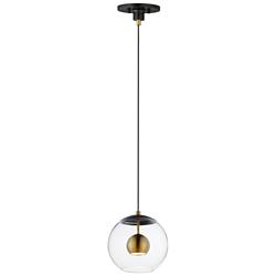 ET2 Nucleus 9" Wide Black and Aged Brass LED Mini Pendant
