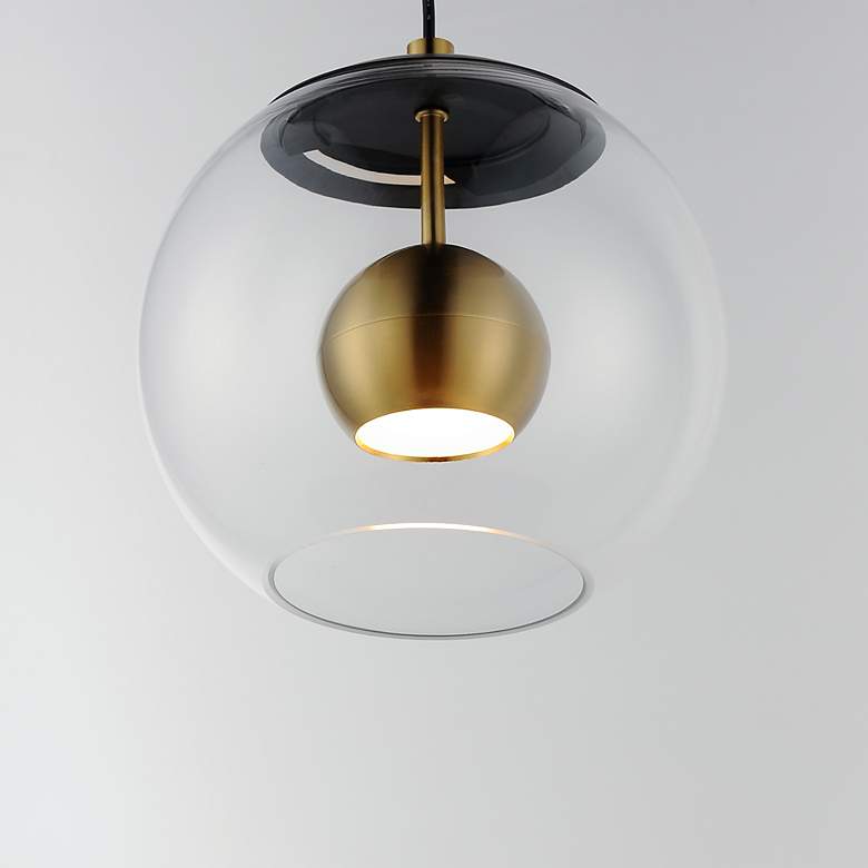 Image 4 ET2 Nucleus 9" Wide Black and Aged Brass LED Mini Pendant more views