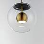 4_ET2 Nucleus 9" Wide Black and Aged Brass LED Mini Pendant more views