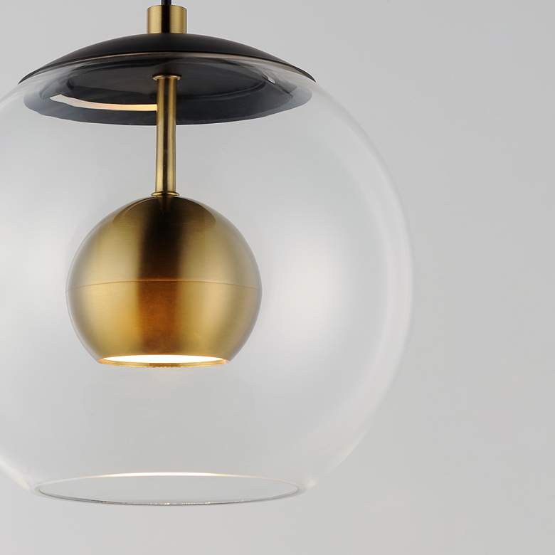 Image 5 ET2 Nucleus 9" Wide Black and Aged Brass LED Mini Pendant more views