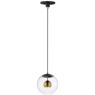 ET2 Nucleus 9" Wide Black and Aged Brass LED Mini Pendant