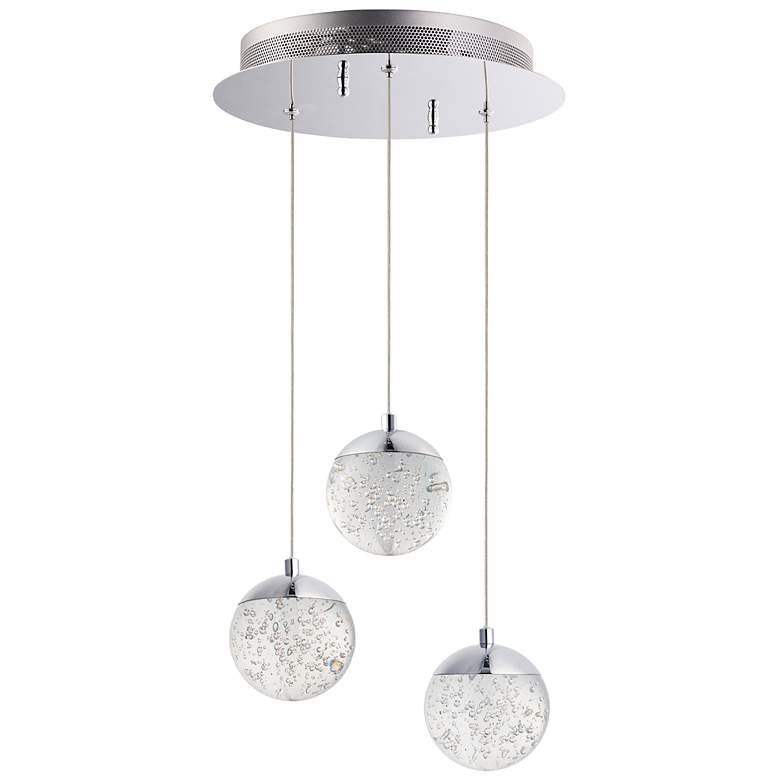 Image 2 ET2 Orb II 11 1/2 inchW Polished Chrome 3-Light LED Mini Pendant